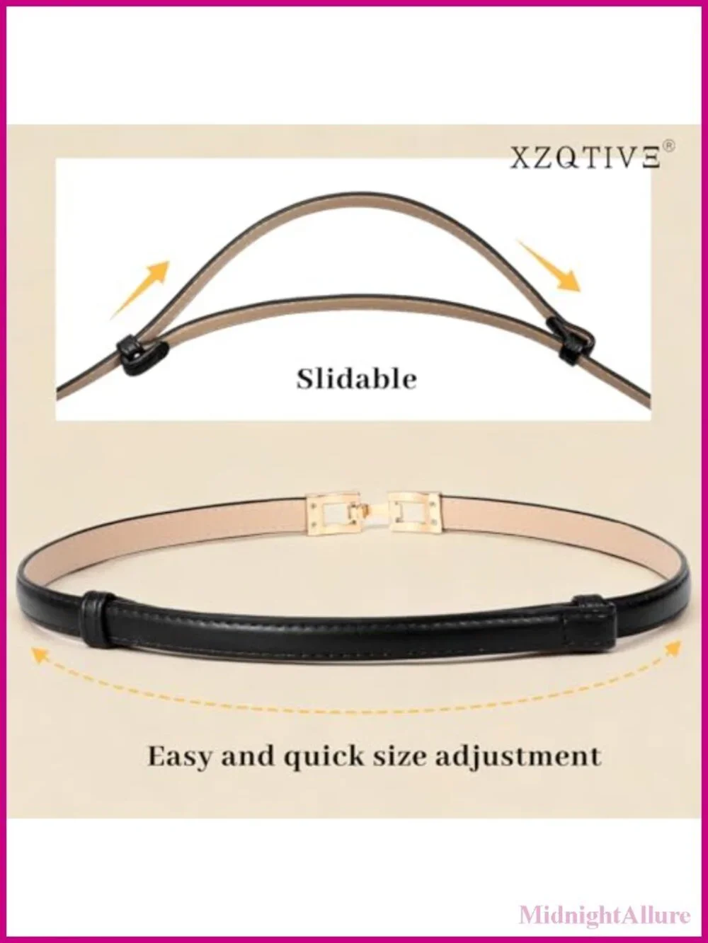 Women's Faux Leather Skinny Belt Adjustable Slide Buckle Slim Waist Belt for